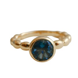 London Blautopas Edelstein Bubble Vergoldet Sterling Silber ring - Natürlicher Edelstein - Geburtstagsgeschenk Weihnachtsgeschenk Handgefertigte Geschenkideen für Frauen (US Size 8 / Diameter 18.2)