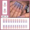French Tip Press On Nails Long Square Fake Nails With