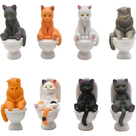 8 sitting cats toilet sitting cat mini figurine cat figurine toilet cat figure cute cat cat toilet seat cat animal resin figurine landscape garden decoration funny decorative sculpture figure ornament