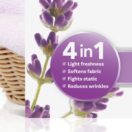 Downy Light Mega Dryer Sheets, Fabric Softener Dryer Sheets, White Lavender, 180 Count