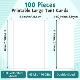 gisgfim 100Pcs Printable Large Tent Cards Blank Name Tents 3.5x 11In Tent Cards 65LB Heavyweight Name Tents for Meetings Table Tents Name Cards for Classroom Wedding Anniversary Invitations Restaurant