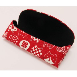 Kyoi Slim Glasses Case, 6.3 x 1.2 x 2.4 inches (16 x 3 x 6 cm), Red, Japanese Pattern