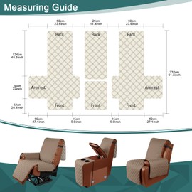 Ruaozz Waterproof Recliner Loveseat Cover with Console Non-Slip Couch Covers for Reclining Couches Pet Cover for Double Recliner Sofa Cover with Elastic Straps (Light Brown, 2 Seater)