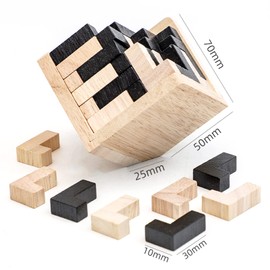 XLKJ Wooden Tetris Blocks Puzzle, 54 Pieces 3D T-shaped Brain Teaser, Educational Toy for Kids and Adults
