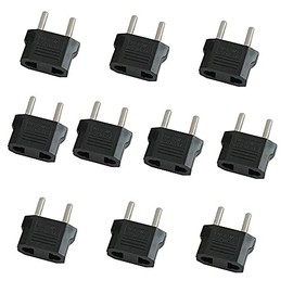 HeyNana 10 Pack US to EU Travel Plug Earthing Contact Adapter, 2 Pin CN China US USA America to 2 Pin EU France, Germany, Spain, Egypt and More