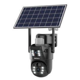 Sansco Solar Powered 8MP Wireless WiFi Outdoor PTZ Security IP CCTV Camera 2-Way Audio