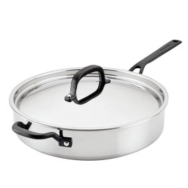 KitchenAid 5-Ply Clad Stainless Steel Stainless Steel Induction Saute Pan with Lid, 5 Quart - Polished Stainless Steel