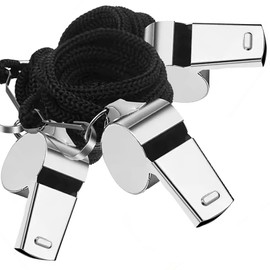 jatimdotin Whistle, Pack of 3 Stainless Steel Sports Whistles with Lanyard, Referee Whistle, Ideal for School Sports, Football Referees, Dog Training, Sports Lessons