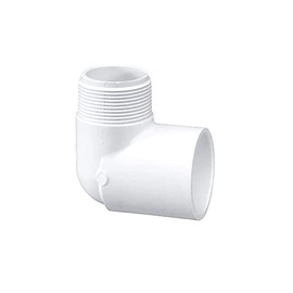 PVC 90 Degree Elbow Pipe Connector – 3/4 inch MNPT Male Pipe Thread x 3/4 inch Slip Socket 90 Degree Street Elbow SCH 40 for Home Sewer Plumbing Water Line – White