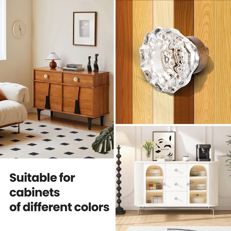 Vintage Cabinet Knobs Crystal Cabinets Knob 8 Pack, Antique Brass