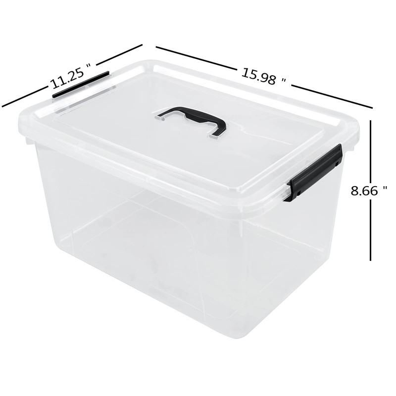 Zerdyne 17.5 L Clear Plastic Storage Box, 4-Pack Latch Storage