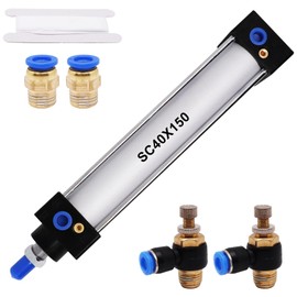 SWZHAI Pneumatic Cylinder SC 40 X 150 Pneumatic Air Cylinder Bore 40mm Stroke 150mm, Screwed Piston Rod Dual Action 1 Mpa with 4Pcs Quick Fittings