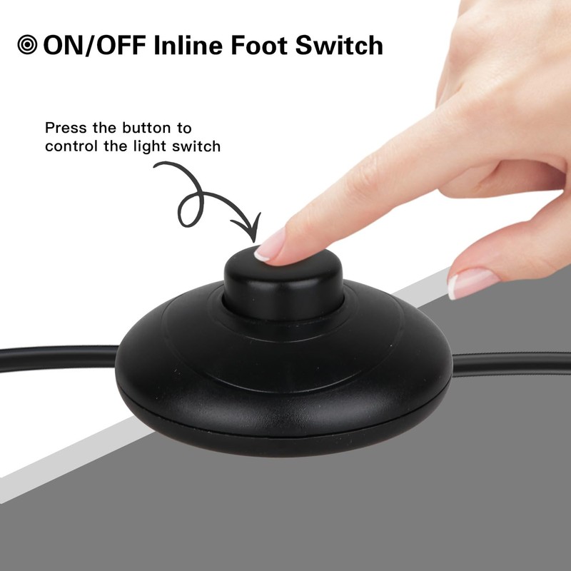 Helunsi 3Pcs Floor Lamp Foot Switch, Black Foot Pedal Switch,