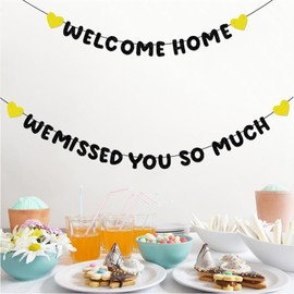 Welcome Home Banner and We Missed You So Much Banner for Homecoming Welcome Back Decorations Military Army Return Party Decorations(Pre-Strung)