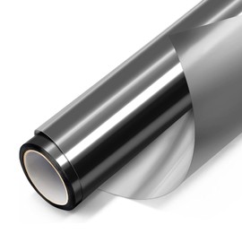 Sesybuty Window Privacy Film, One Way Window Film Daytime Privacy Static Cling Sun Blocking Anti UV Reflective Window Tint for Home Office (Black Silver, 17.5 Inch X 13.1 Feet)