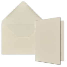 FarbenFroh by GUSTAV NEUSER A5 Folded Cards Set Including Envelopes – Set of 10 – Blank Natural White Invitation Cards in Cream White – Folding Cards with Envelopes