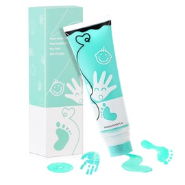 TOGOU2S Footprint Baby Paint with Squarepants Hand Print Baby Finger Paints Children's Paw Print Set Dog Baby Safe Colour Non-Toxic Acid-free Easy Washable Room Decoration 75 ml Mint Green