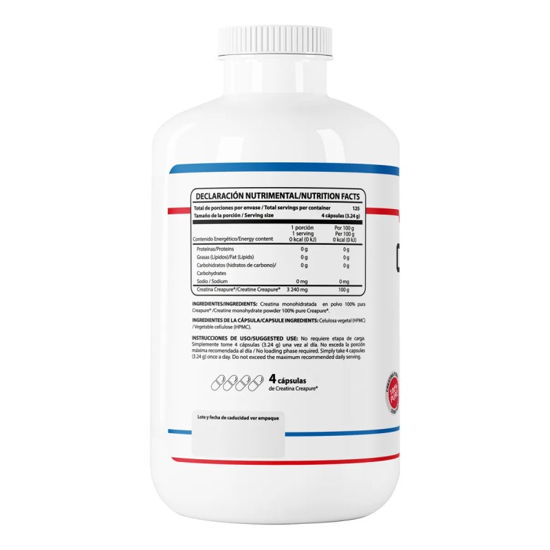 Hero Sport Creatina Creapure 500 Capsulas. 100% Pura