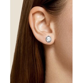 Womens Sparkly Simply Diamond Bezel Earrings 925 Silver Men Solitaire 1 Carat Oval Moissanite Stud Earrings