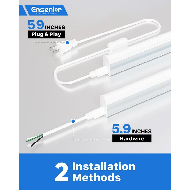 Ensenior 12-Pack T5 LED Shop Lights, 4FT 2000LM 6500K Super