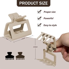 8Pcs Double Row Teeth Hair Clips, Small Hair Claw, Octopus Hair Claw Clips, Hair Clips Claw, Non-Slip Matte Hair Clip Hair Styling Accessories for Women Girls Kids Thin Fine Hair, Jaw Clips Nonslip