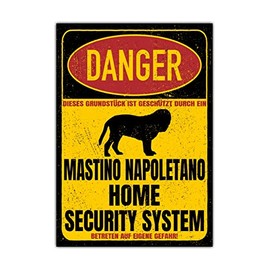 Mastino Napoletano Danger Security System Door Sign Dog Sign