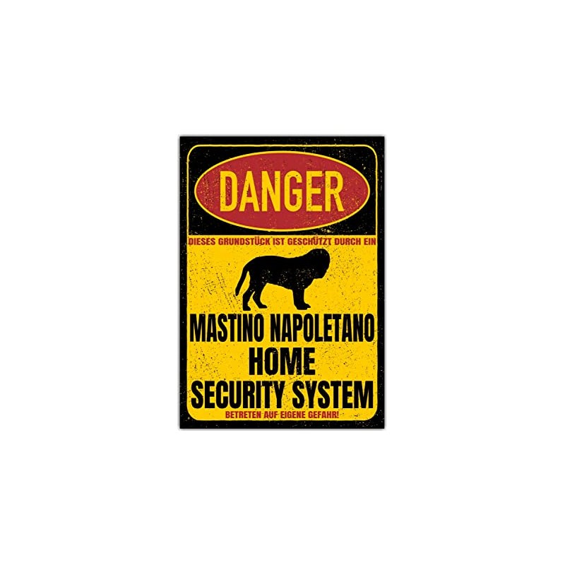 Mastino Napoletano Danger Security System Door Sign Dog Sign