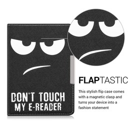 kwmobile Elegant synthetic leather case for the Tolino Vision 1 / 2 / 3 / 4 HD Design Don't touch my E-Reader in white black