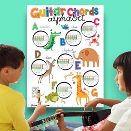 Guitar Chords Alphabet Kids Poster 16" x 20" + Easy Guitar Method Songbook • Best Music Stuff