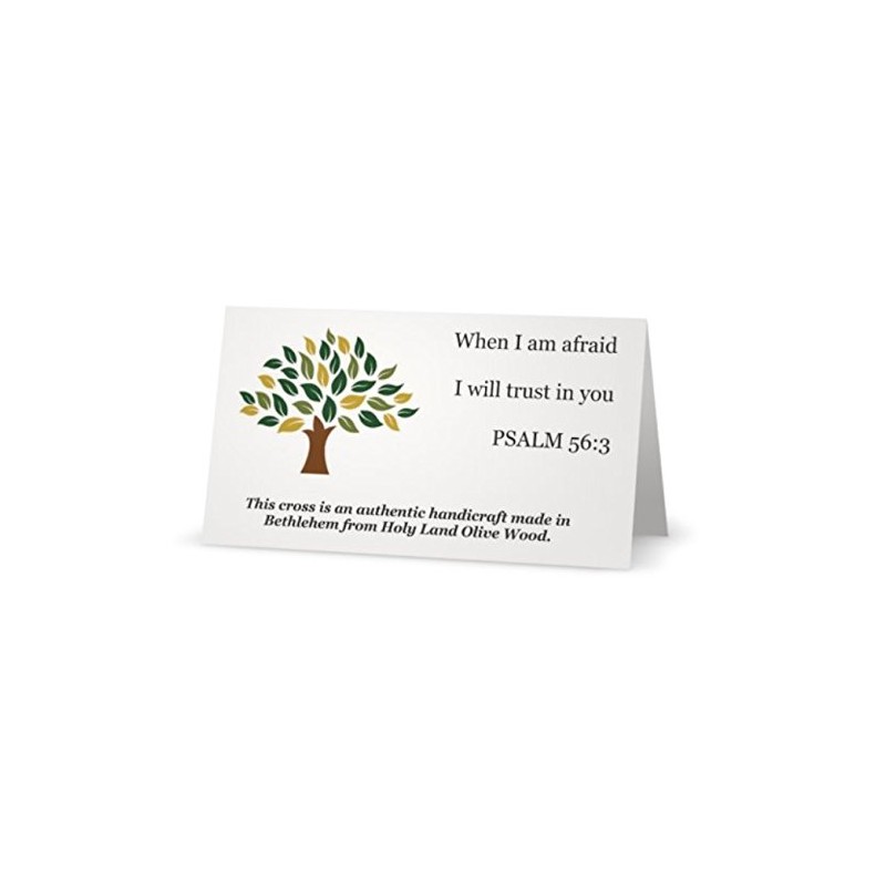 Certified Olive Wood Caring/Holding Cross with Bag and Card (6,