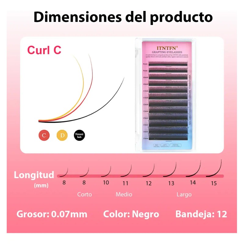 Extensiones De Pestañas Itntfn Mink 3d Forma U Naturales