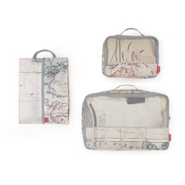 Legami - Travel Organiser Travel Bag with Map Print, Pack of 3, Map, map