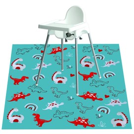 No More Mess Splash Mat for Under Highchair - Floor PVC Mat Sheet, Great as a Feeding Cover for Carpets and Easy to Wipe