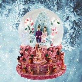 Nutcracker Ballet Gifts Musical Christmas Snow Globe - Land of Sweets Features Clara and The Prince Surrounded by a Sugary Scene While The “Dance of The Sugar Plum Fairy” by Tchaikovsky Plays, 100mm