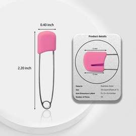 Lxnoap 10 pcs Cloth Diaper Pins Stainless Steel Traditional Safety Pin (Pink)