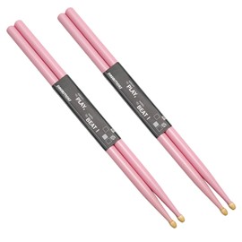 Yinluluna 2 Pairs 5A Oval Maple Wood Drum Sticks, Wood Tip Anti Slip Snare Drumsticks, Drum Accessories for Electronic Drums, Jazz Drums, Musical Instrument Percussion Etc (Pink)