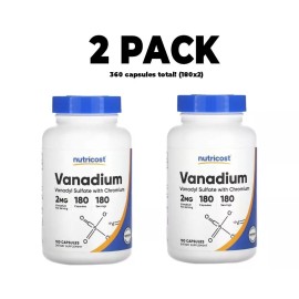 Nutricost, Vanadium with Chromium, 2 PACK, 2 mg , 180 Capsules each (360 total!)