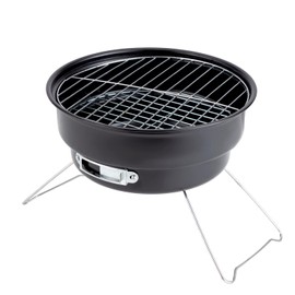 Royalford Compact Charcoal BBQ - Round Charcoal BBQ Stand with Grill – Folding Portable BBQ Grill Smoker Barbecue for Outdoor Cooking Camping Picnics Backyard Party, Black