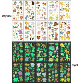 10 Sheets Glow In The Dark Animals Temporary Tattoos for Kids Waterproof Luminous Tattoo Sticker Glow Mixed Style Cartoon Animal Fake Tattoo Stickers
