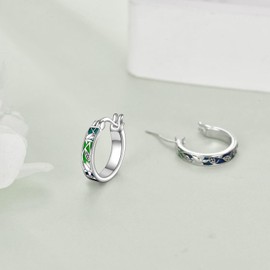 CRMAD Lotus Earrings for Women Sterling Silver Leaves Flower Hoop Earrings Birthday Gifts for Women (lotus)