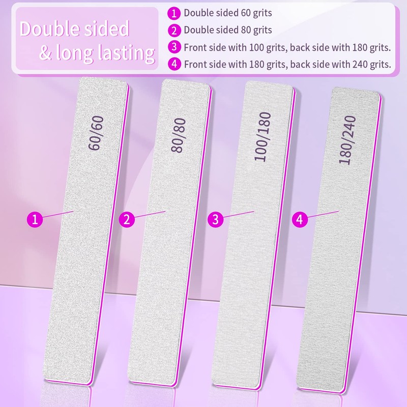 Acrylic Nail Files 80/80 Grit Reusable Coarse Square Jumbo Nail
