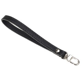 VanEnjoy Genuine Leather Keychain Wristlet Keychain Strap for Wallet Purse Clutch Cellphone Wristlet Key(Square Lock), Black-silver Lock, 7.1"