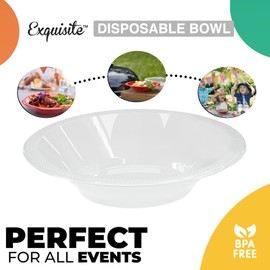 12 oz Clear Plastic Bowls II 50 Count Bulk Pack Disposable Party Bowls II Premium Quality Plastic Soup Bowls for Parties - Exquisite