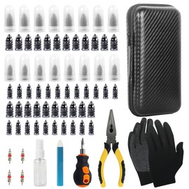 Pakeed 70pcs Tire Repair Rubber Nail Kit Vacuum Tire Screw Plugs Emergency Quick Tool Screw in Tire Plugs Self-Service Tire Plugs Screw Type for Car, Motorcycle, Truck, Tractor Tire Puncture Repair
