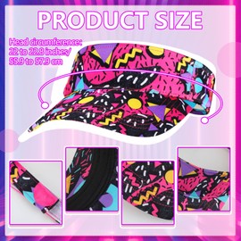 Mepase 2 Pcs 80s 90s Fanny Pack 80s Outfit Sun Visor Hat Waist Bag 80s Accessories for Men Women Summer Party Golf Tournament(Cool)