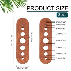 PH PandaHall 2pcs Wooden Herb Scraper with 8 Hole, Oval Wooden Herb Scraper Tool Wooden Leaf Remover Herb Stripper for Kitchen Cooking Chef Hole: 2-16 mm