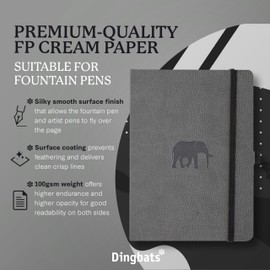 Dingbats* Wildlife Dotted Journal A5 - Vegan Leather Soft Cover, Ideal for Work, Travel - Pocket, Elastic Closure, Bookmark