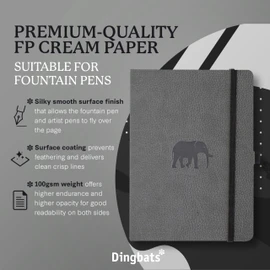 Dingbats* Wildlife Dotted Journal A5 - Vegan Leather Soft Cover, Ideal for Work, Travel - Pocket, Elastic Closure, Bookmark