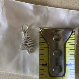 Artbeads STERLING SILVER CHRISTMAS TREE CHARM Holiday Colored Crystals Artbeads