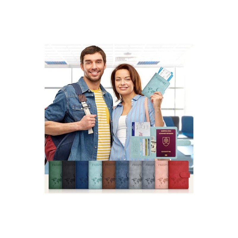 Porta Pasaporte con Bloqueo RFID, Porta Pasaporte y Visa Impermeable,